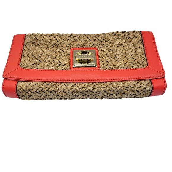 Kate Spade Folly Beach Makenzi Sea Grass Clutch Purse Woven Natural 11"x6.5" - Picture 8 of 12